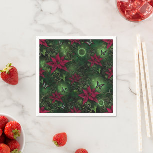 Wiccan Enchanted Forest Poinsettia Decoupage Napkin