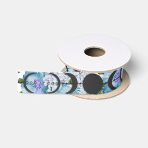 Wiccan Handfasting Blue Rose Moon Phase Satin Ribbon