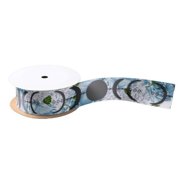 Wiccan Handfasting Blue Rose Moon Phase Satin Ribbon (Spool)