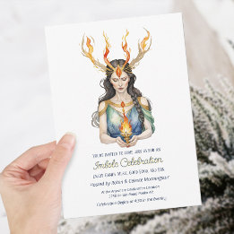 Wiccan Imbolc Horned Goddess Winter Fire Invitation
