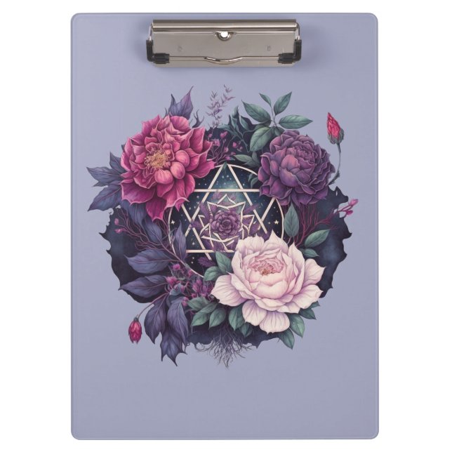 Wiccan Lavender Pyrenees Pentacle Pocket Folder Clipboard (Front)