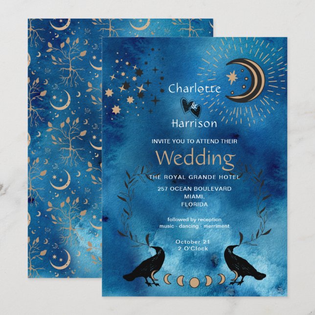 Wiccan Magic Constellation Unusual Wedding Invitation (Front/Back)