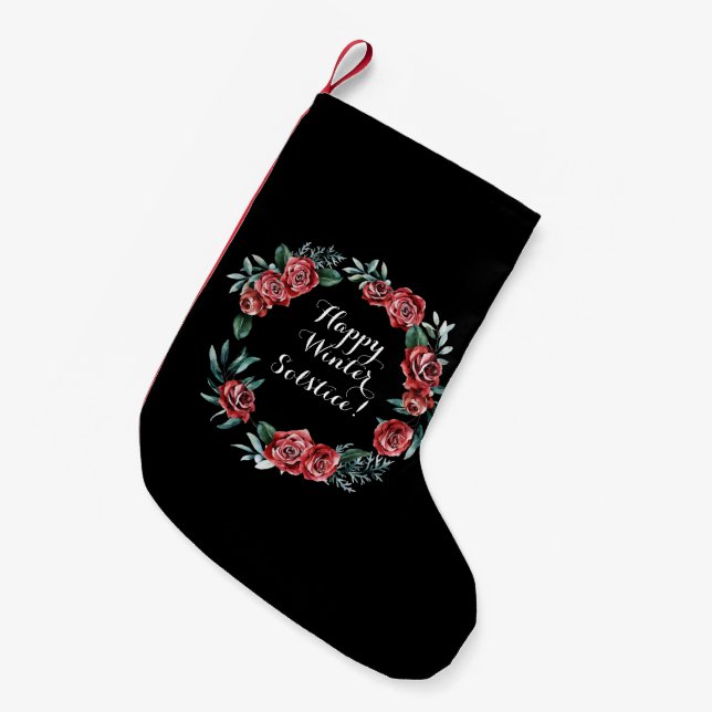 Wiccan, Pagan Happy Winter Solstice Christmas Small Christmas Stocking (Front (Hanging))