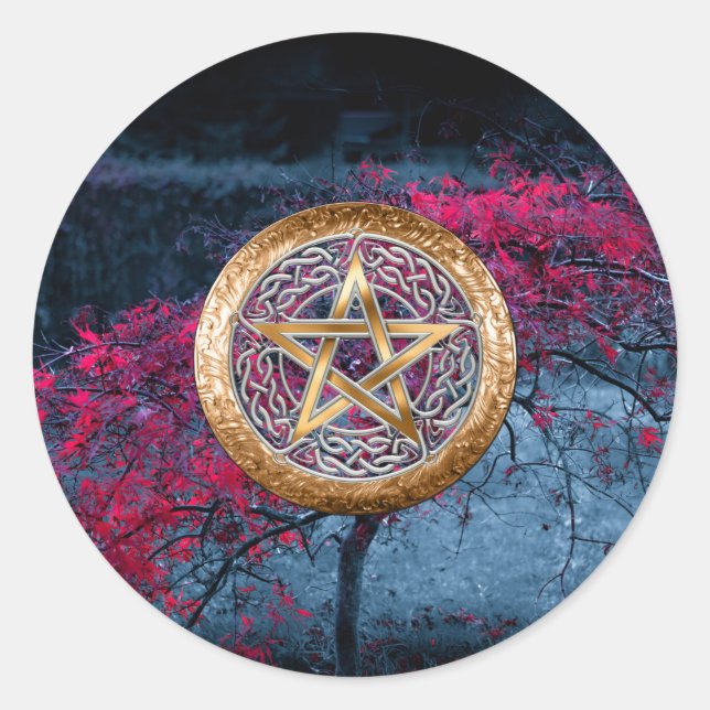 Wiccan Pagan Pentagram Alter Cloth Classic Round Sticker (Front)