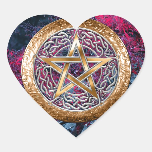 Wiccan Pagan Pentagram Alter Cloth Heart Sticker (Front)