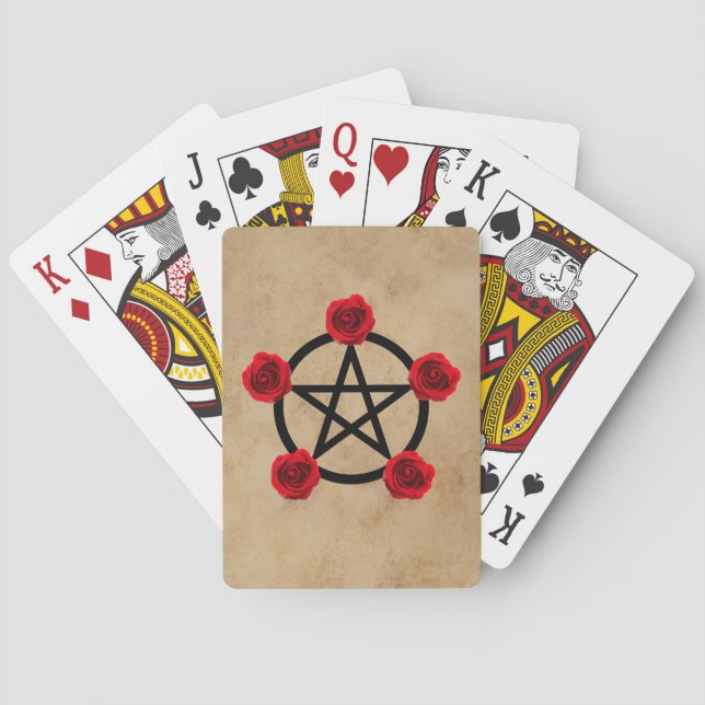 Wiccan Pagan Pentagram Roses Playing Cards (Back)