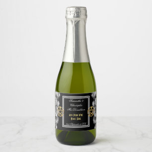 Wiccan pentacle black wedding sparkling wine label