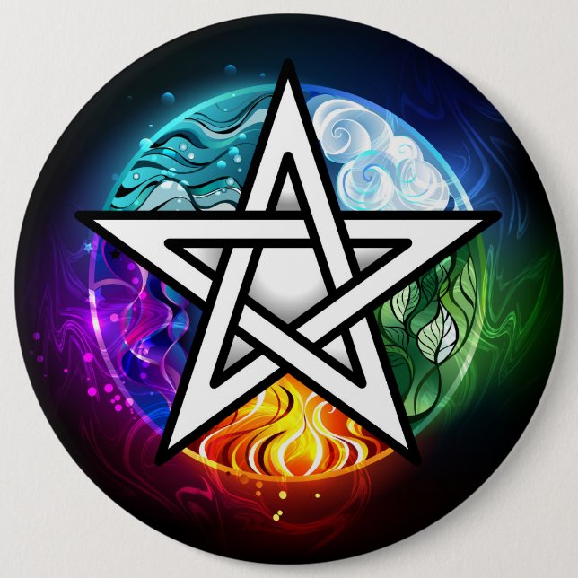 Wiccan pentagram 6 cm round badge (Front)