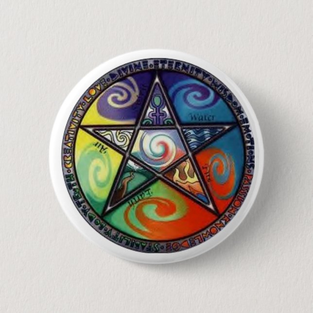 Wiccan Pentagram 6 Cm Round Badge (Front)