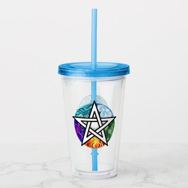 Wiccan pentagram acrylic tumbler (Front)