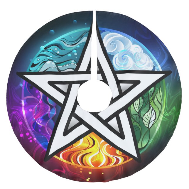 Wiccan pentagram brushed polyester tree skirt (Front)