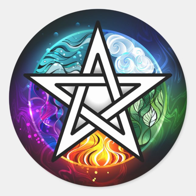 Wiccan pentagram classic round sticker (Front)