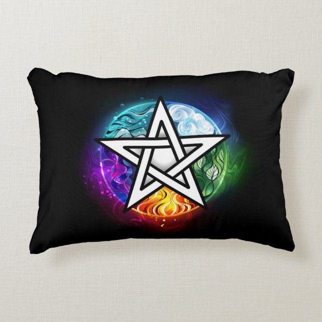 Wiccan pentagram decorative cushion (Front)