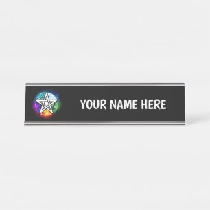 Wiccan pentagram desk name plate