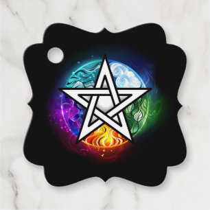 Wiccan pentagram favour tags