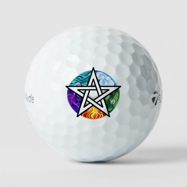 Wiccan pentagram golf balls (Front)