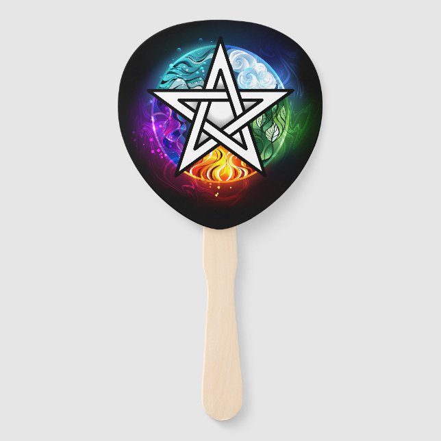 Wiccan pentagram hand fan (Front)