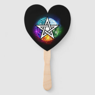 Wiccan pentagram hand fan