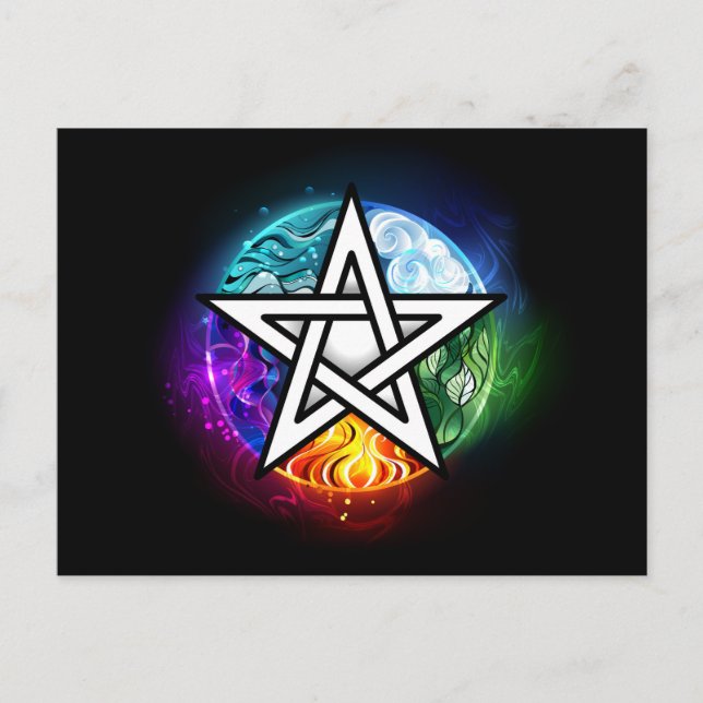 Wiccan pentagram holiday postcard (Front)