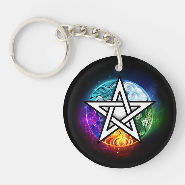 Wiccan pentagram key ring (Front)