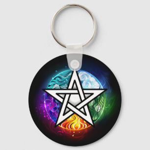 Wiccan pentagram key ring