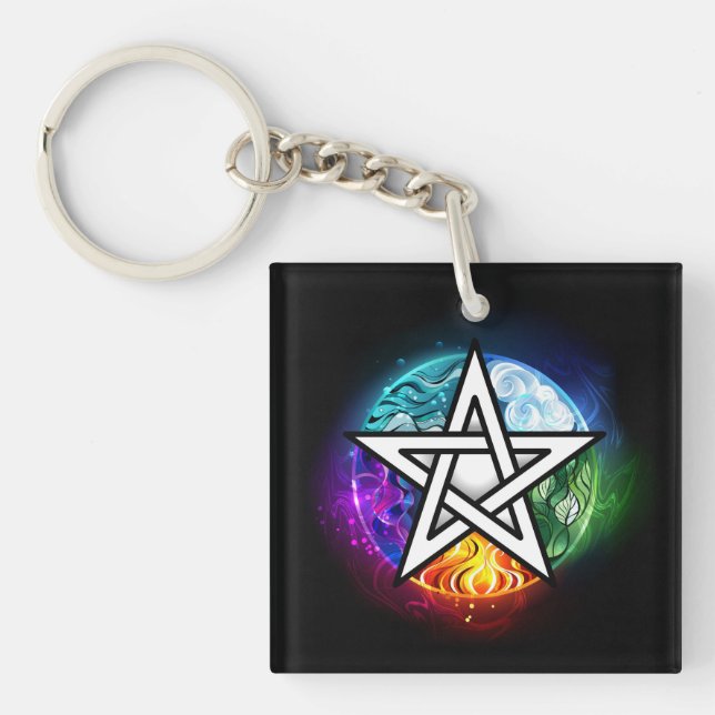 Wiccan pentagram key ring (Front)