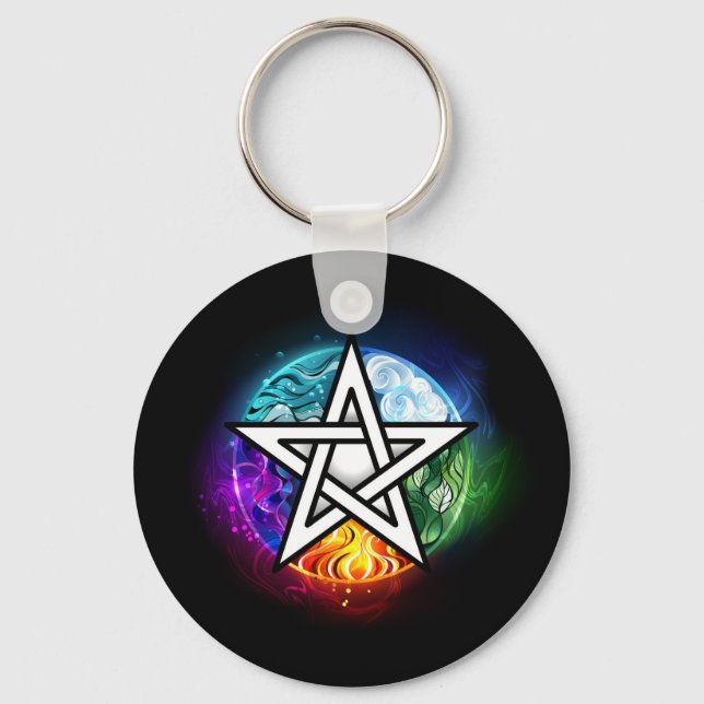 Wiccan pentagram key ring (Front)