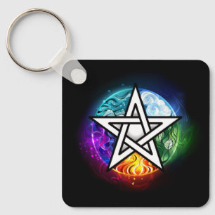 Wiccan pentagram key ring