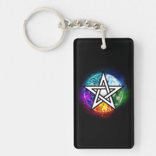 Wiccan pentagram key ring