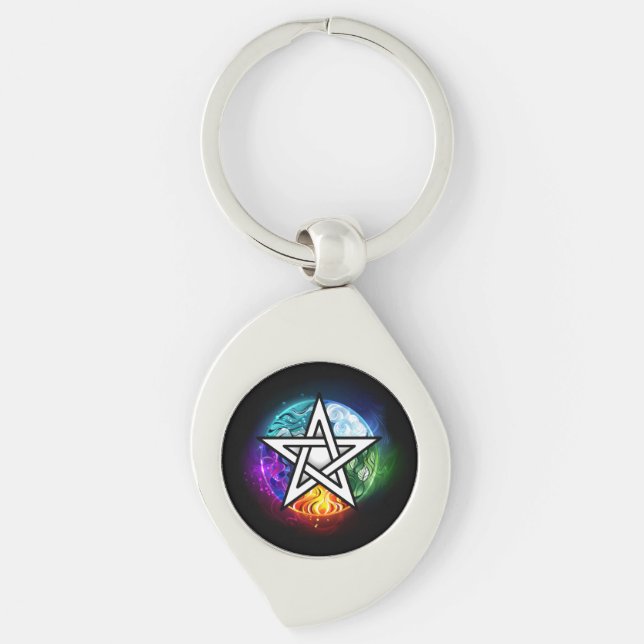 Wiccan pentagram key ring (Front)