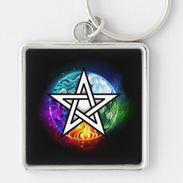 Wiccan pentagram key ring (Front)
