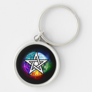 Wiccan pentagram key ring