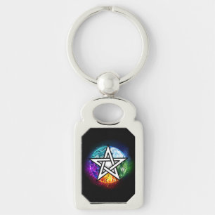 Wiccan pentagram key ring