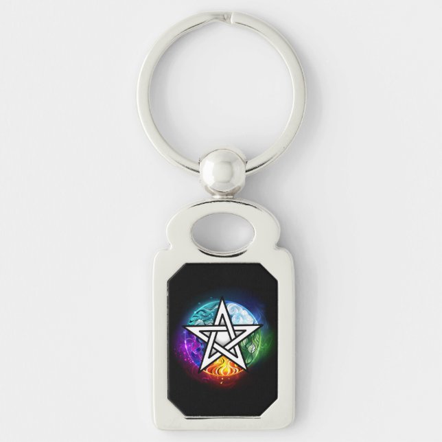 Wiccan pentagram key ring (Front)