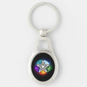 Wiccan pentagram key ring