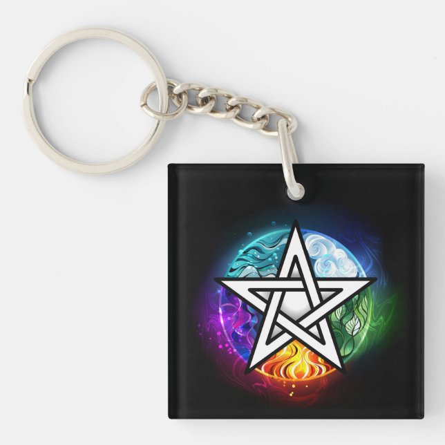 Wiccan pentagram key ring (Front)