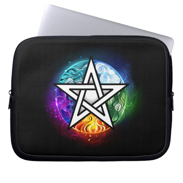 Wiccan pentagram laptop sleeve (Front)