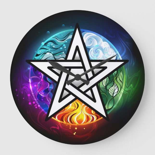 Wiccan pentagram large clock (Front)
