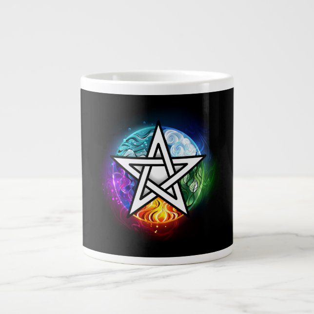 Wiccan pentagram large coffee mug (Front)