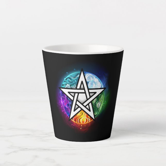 Wiccan pentagram latte mug (Front)