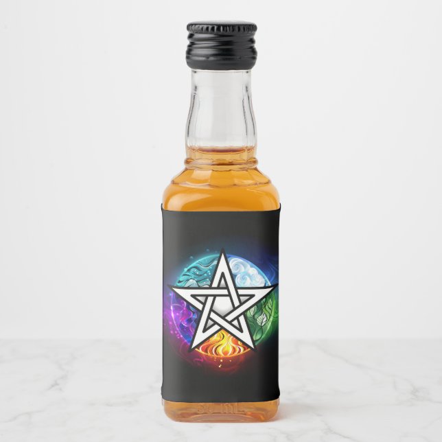 Wiccan pentagram liquor bottle label (Front)
