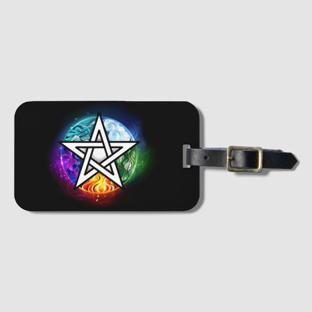 Wiccan pentagram luggage tag (Front Horizontal)