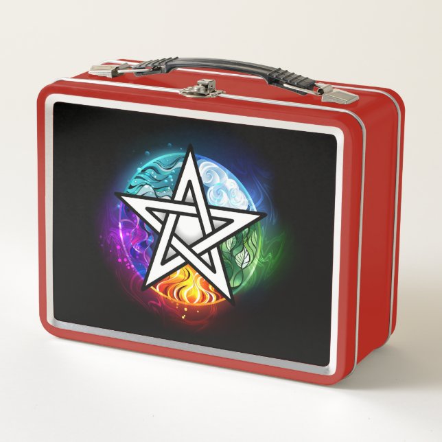 Wiccan pentagram metal lunch box (Front)