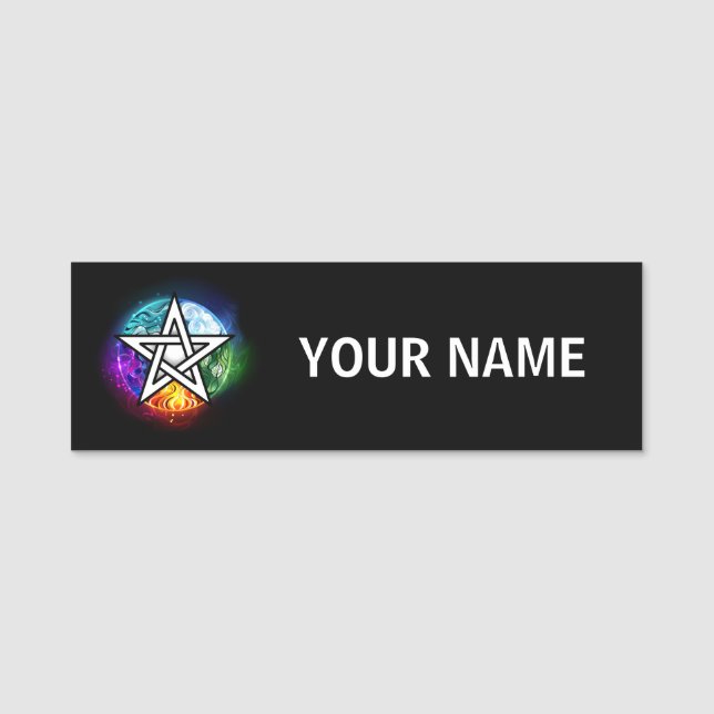 Wiccan pentagram name tag (Front)