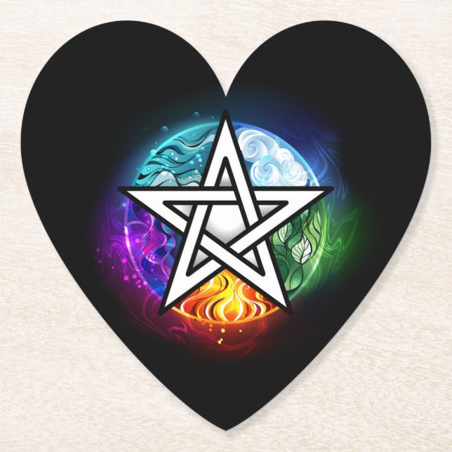 Wiccan pentagram paper coaster (Front)