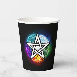 Wiccan pentagram paper cups