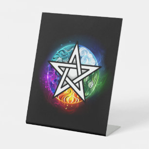 Wiccan pentagram pedestal sign