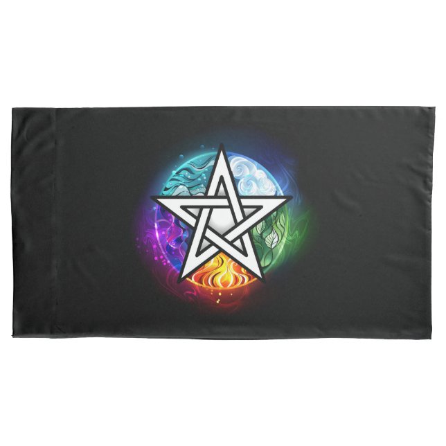 Wiccan pentagram pillowcase (Front-Left)