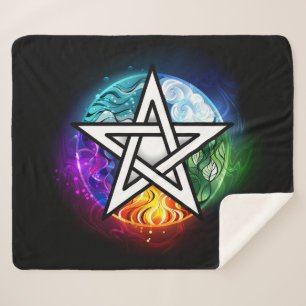 Wiccan pentagram sherpa blanket