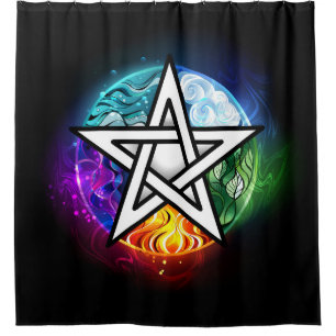 Wiccan pentagram shower curtain